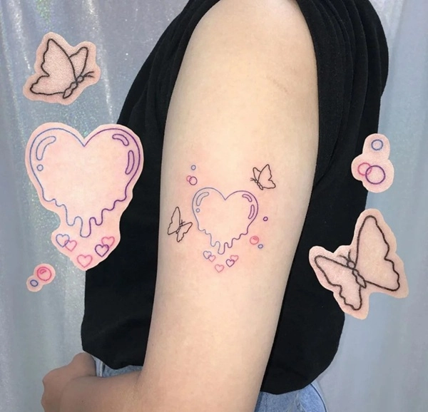 Hình xăm trái tim nữ phong cách tối giản