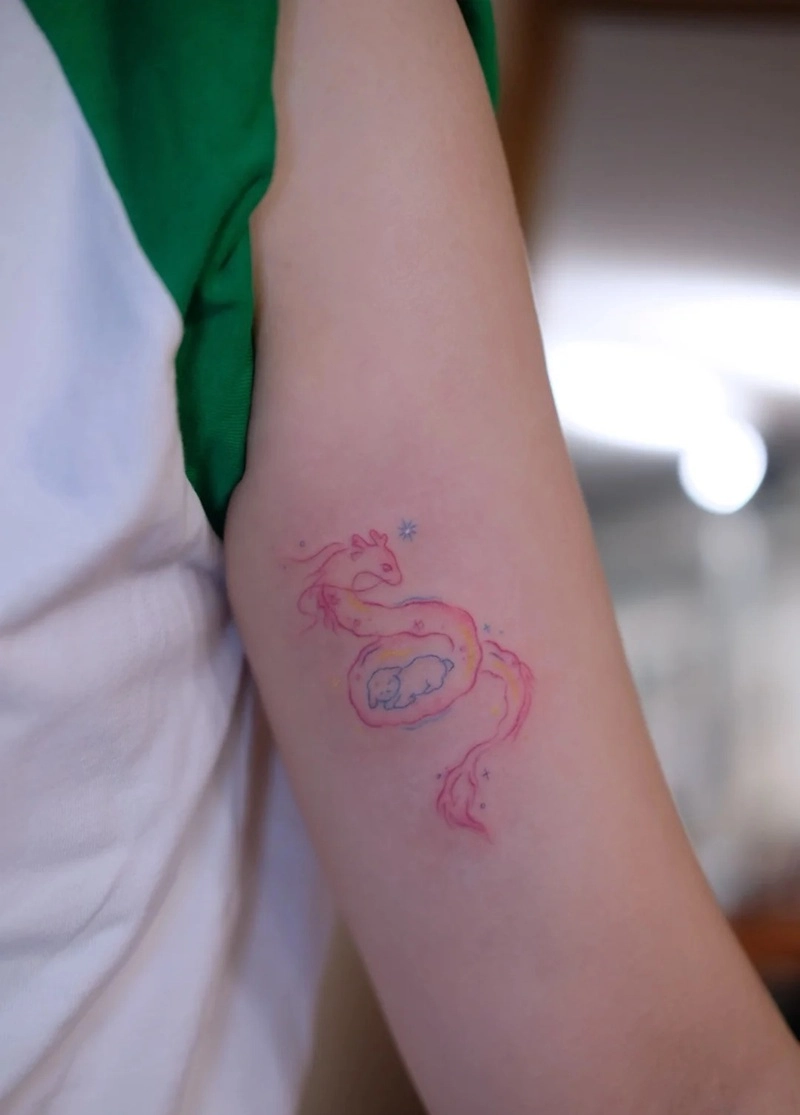 Hình xăm tượng rồng mini phong thủy mạnh