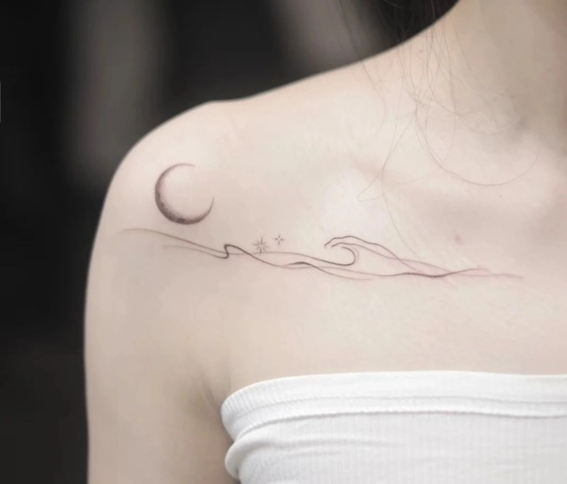 Hình xăm vai phong thủy mini cute