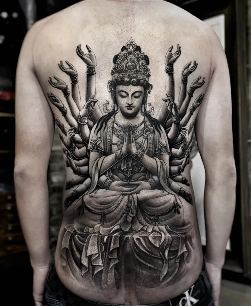 Tattoo Phật Bà Quan Âm bản lớn