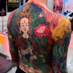 Tattoo Phật Bà Quan Âm đường nét mềm mại