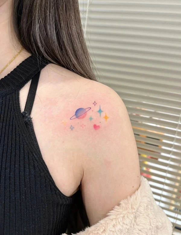 Tattoo bầu trời sao lấp lánh cho nữ