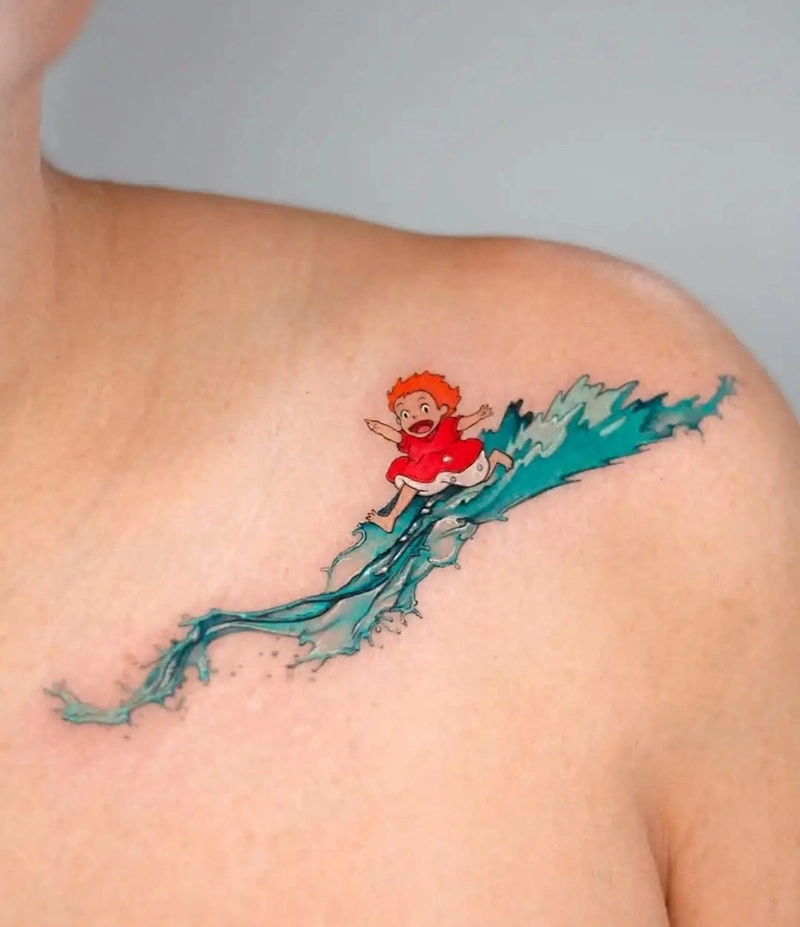 Tattoo biển và sóng nữ nhẹ nhàng sâu lắng