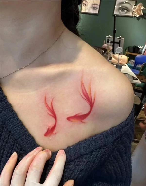 Tattoo cá chép mini bản mảnh
