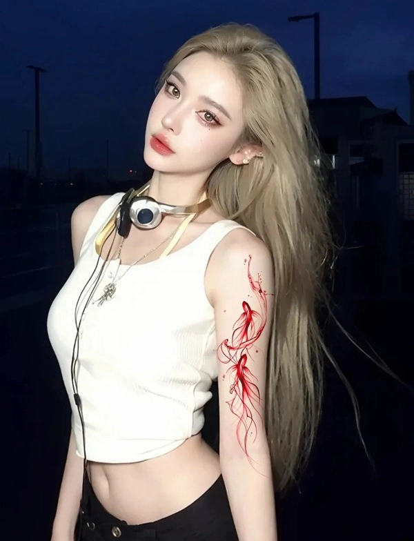 Tattoo cá chép phong thủy bản nhỏ