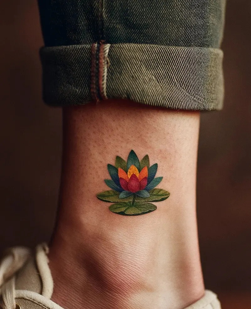 Tattoo chân phong thủy đường nét đơn giản