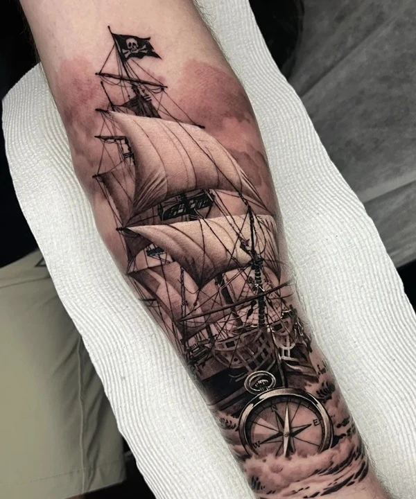 Tattoo chiến hạm nam phong cách chiến binh