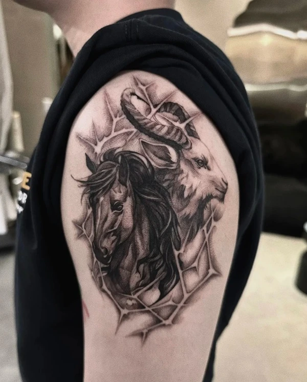 Tattoo chiến mã nam nghệ thuật tinh tế