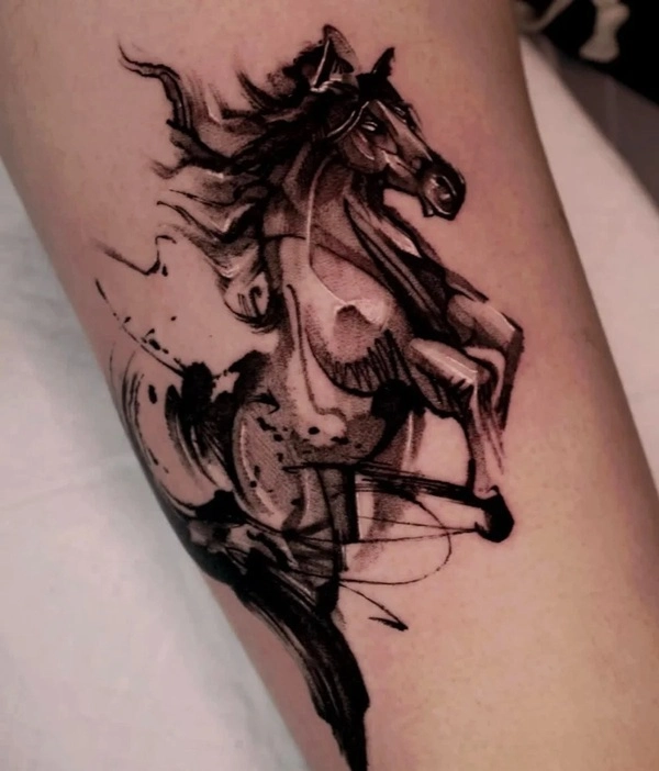 Tattoo chiến mã nam phong cách mạnh mẽ