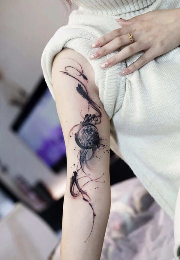 Tattoo dải ngân hà bầu trời sao cho nữ