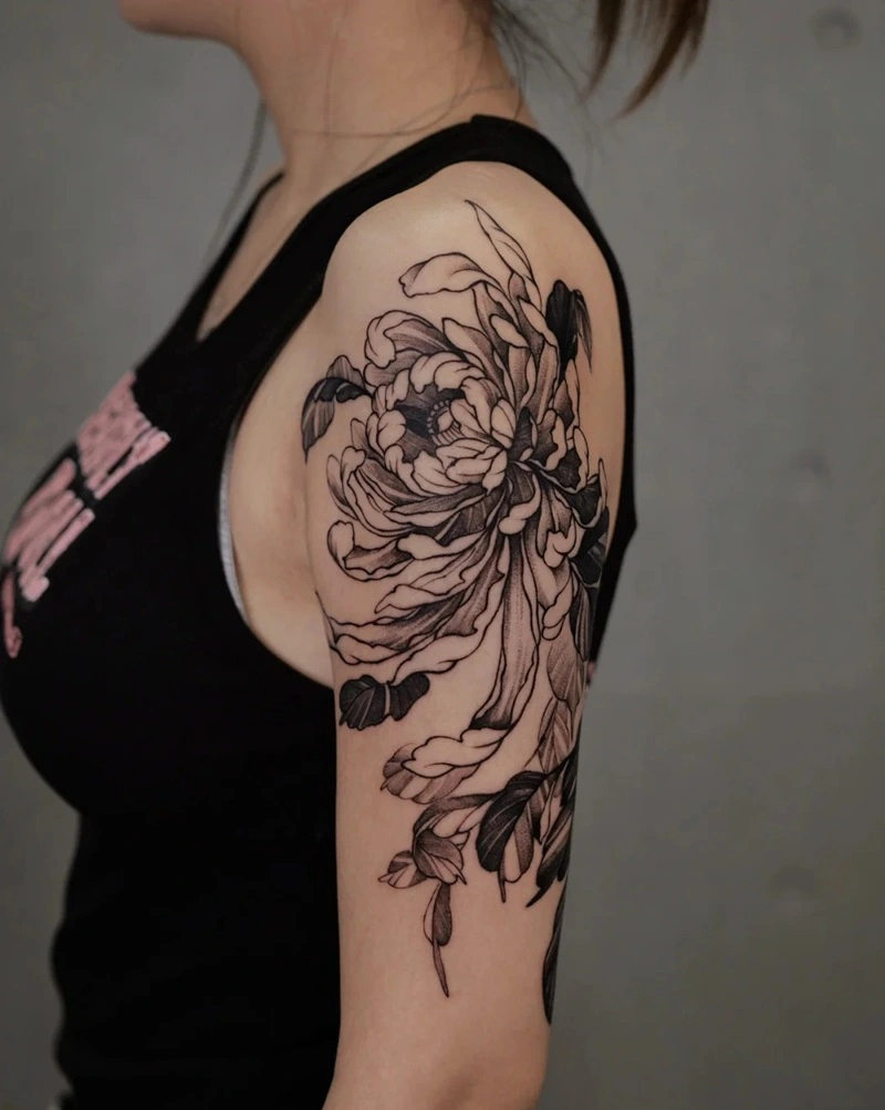 Tattoo hoa cúc nữ mini siêu xinh