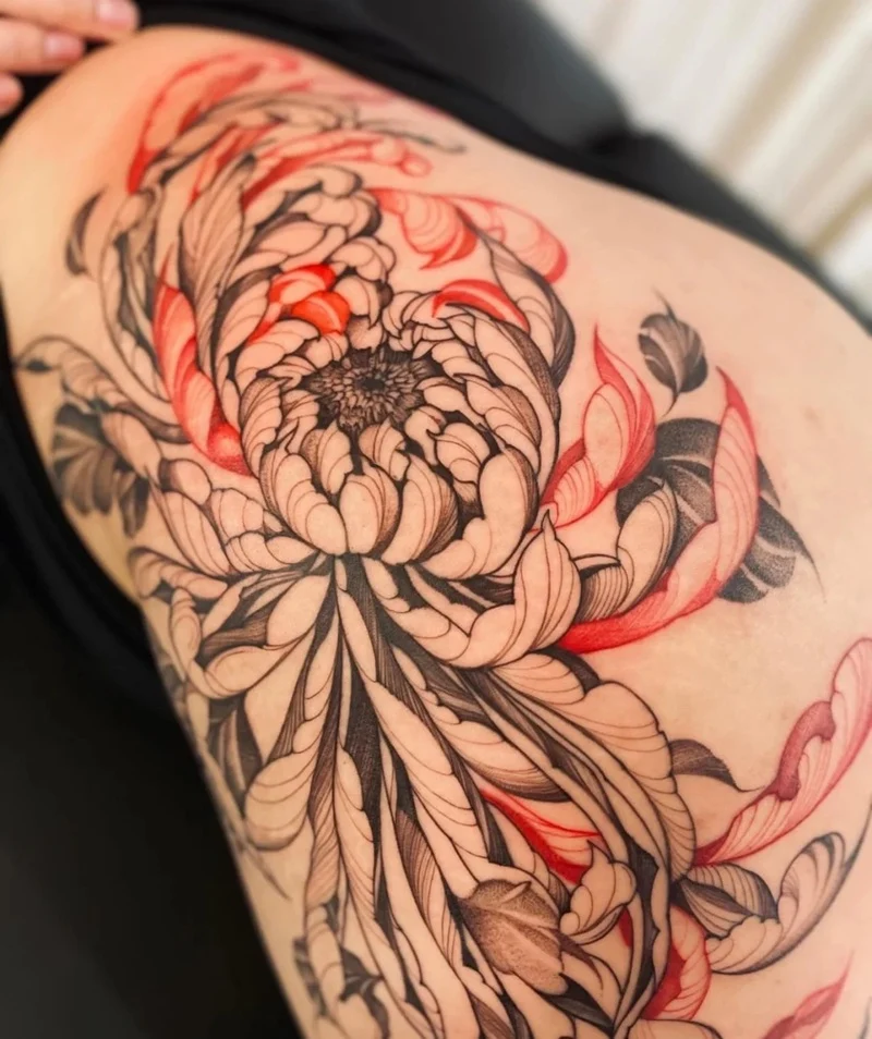 Tattoo hoa cúc nữ nghệ thuật cao
