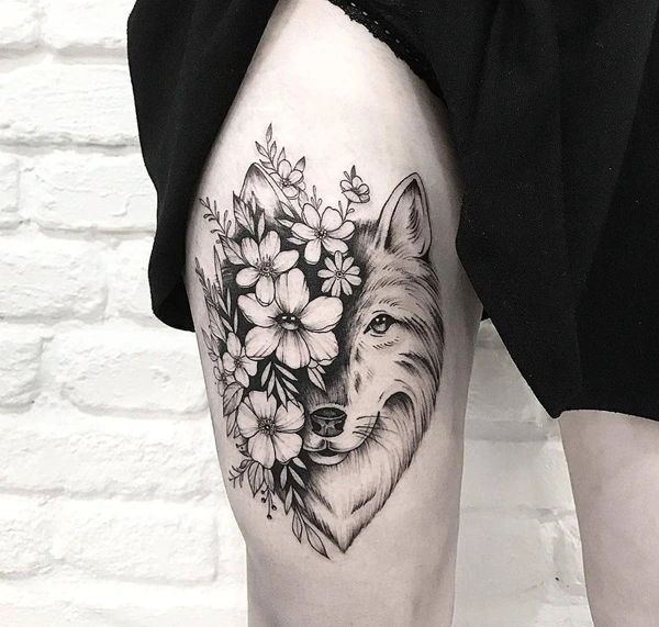 Tattoo hoa lá linh vật phong thủy