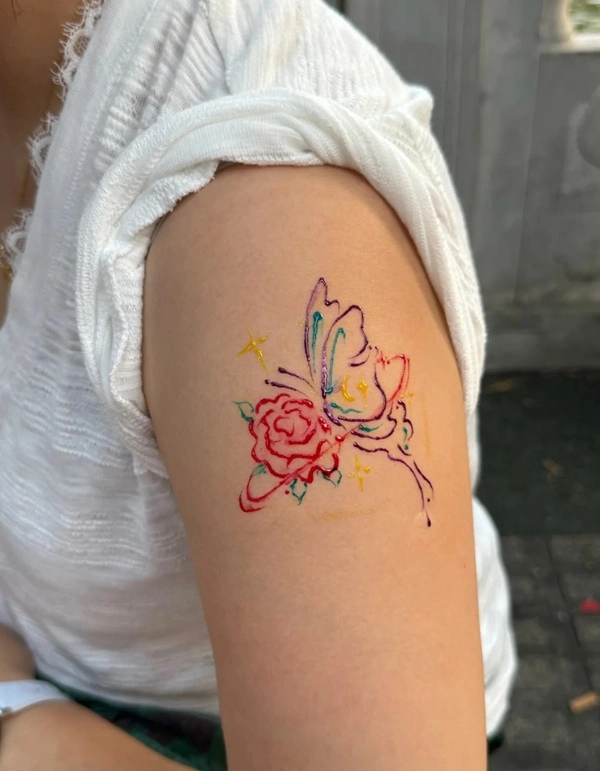 Tattoo hoa lá và linh vật dễ thương