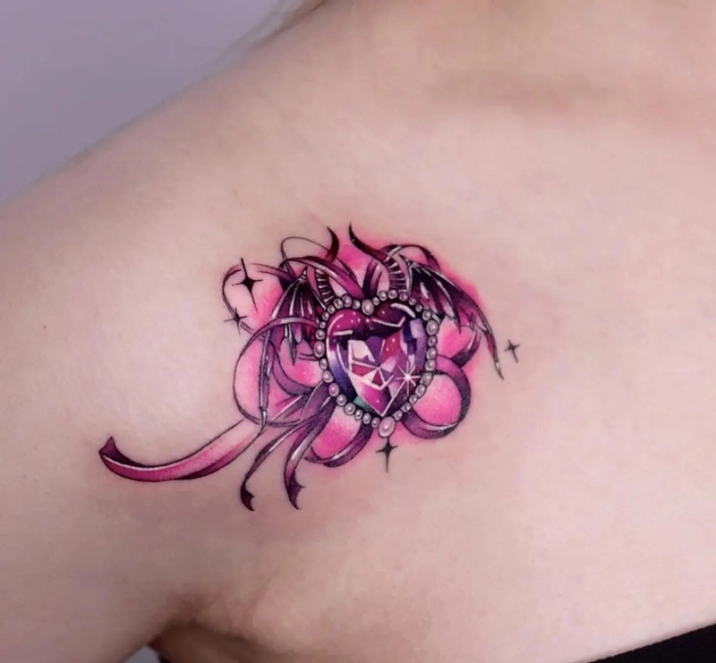Tattoo kim cương cho nữ phong cách Hàn Quốc