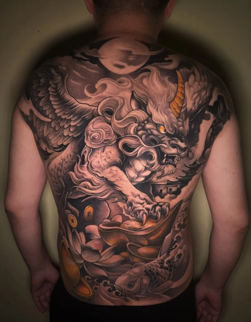 Tattoo linh vật giữ tài lộc đơn giản mà đẹp