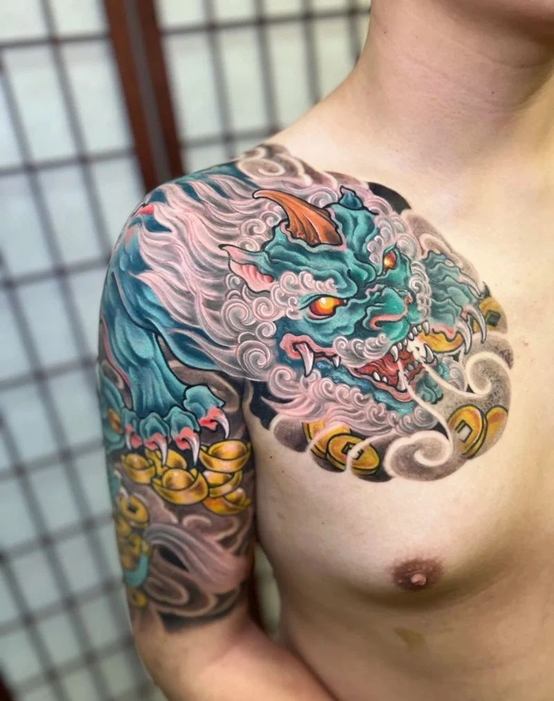 Tattoo linh vật tài lộc line art