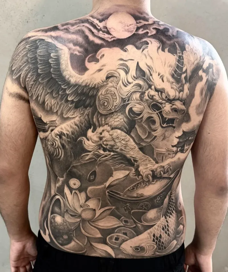 Tattoo linh vật tài lộc mạnh mẽ