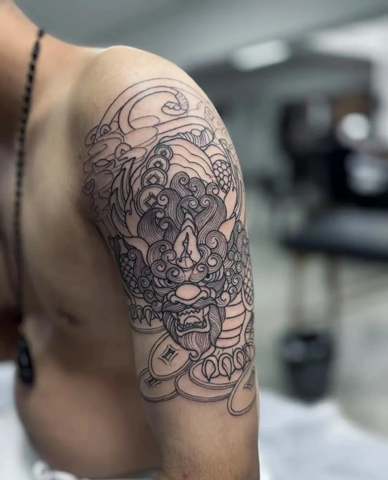 Tattoo linh vật tài lộc phong cách Nhật