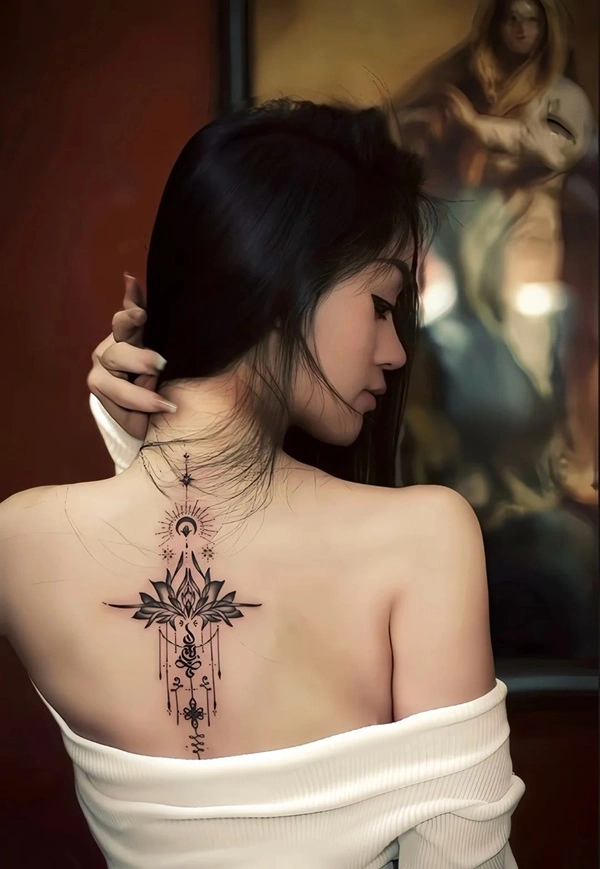 Tattoo lưng phong thủy phối màu hài hòa
