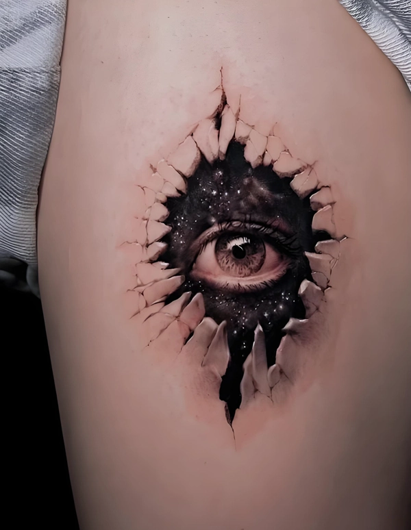 Tattoo mắt thần nữ phong cách tối giản