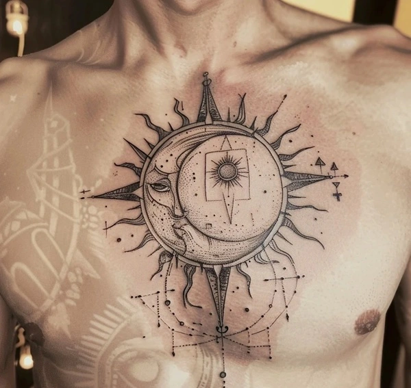 Tattoo mặt trời phong thủy hiện đại