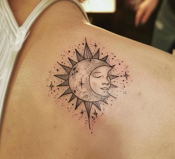 Tattoo mặt trời phong thủy hợp ngũ hành