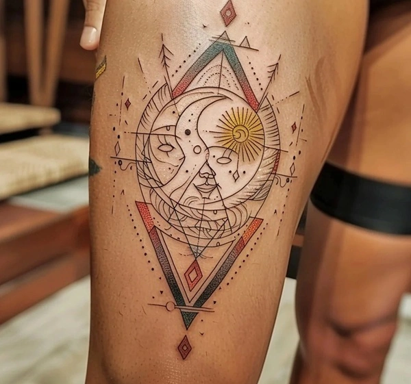 Tattoo mặt trời phong thủy nghệ thuật
