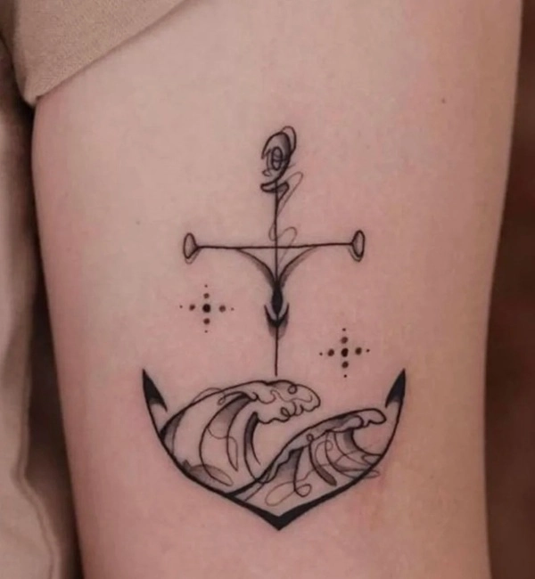 Tattoo mỏ neo nam đường nét cứng cáp