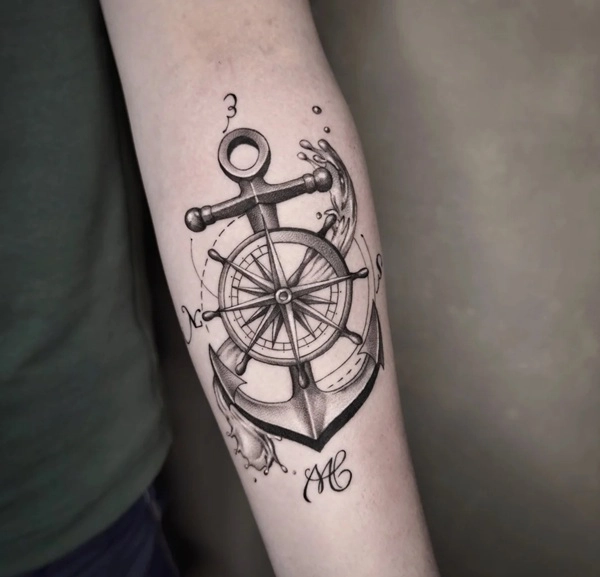 Tattoo mỏ neo nam đường nét mạnh mẽ