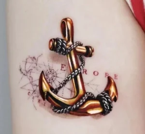 Tattoo mỏ neo nam phiên bản tối giản