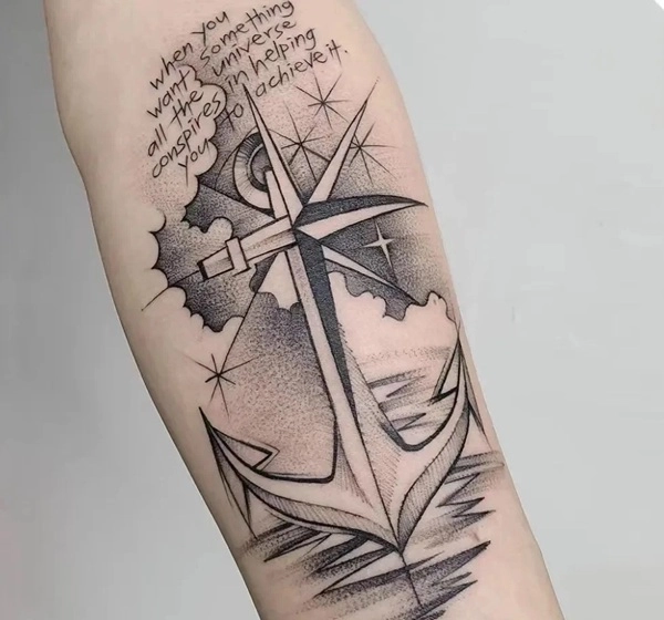 Tattoo mỏ neo nam phong cách Hàn Quốc