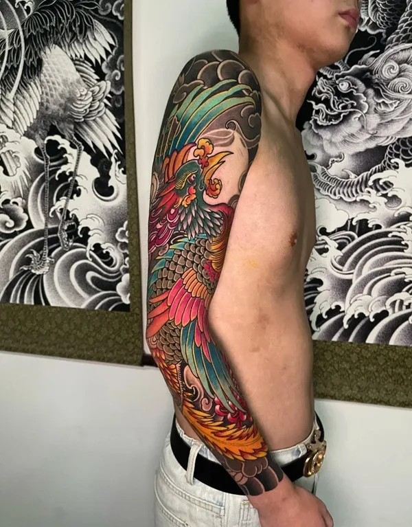 Tattoo phượng hoàng nam bản lớn mạnh mẽ