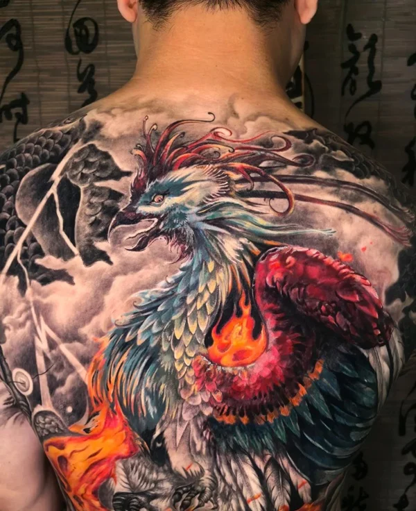 Tattoo phượng hoàng nam đường nét sắc bén