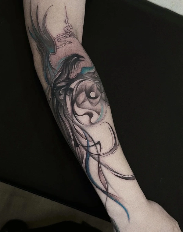 Tattoo phượng hoàng nam tinh tế hài hòa