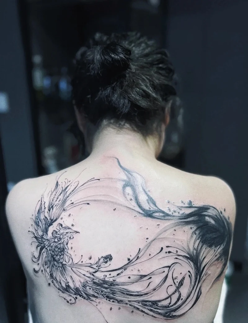 Tattoo phượng hoàng nữ hợp phong thủy