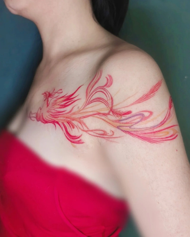 Tattoo phượng hoàng nữ mang ý nghĩa tái sinh