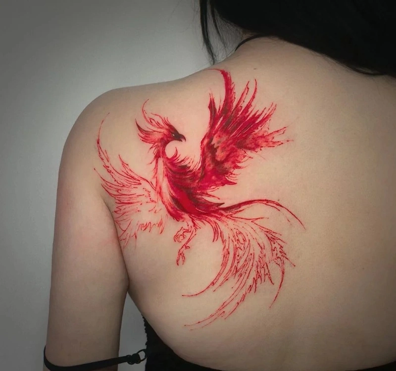 Tattoo phượng hoàng nữ phong cách Hàn Quốc