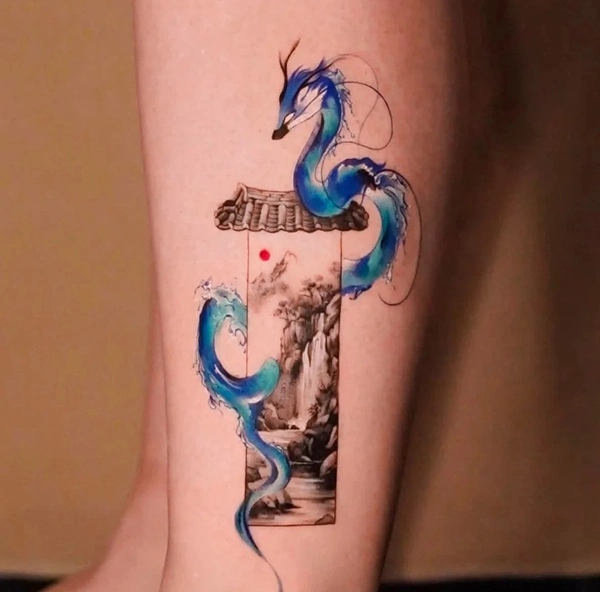Tattoo thần thoại phong thủy phối màu hài hòa