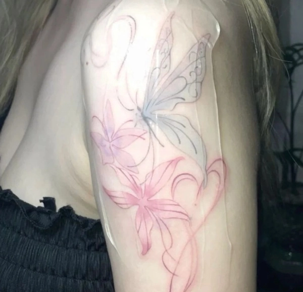 Tattoo thiên nhiên nữ mềm cứng hài hòa