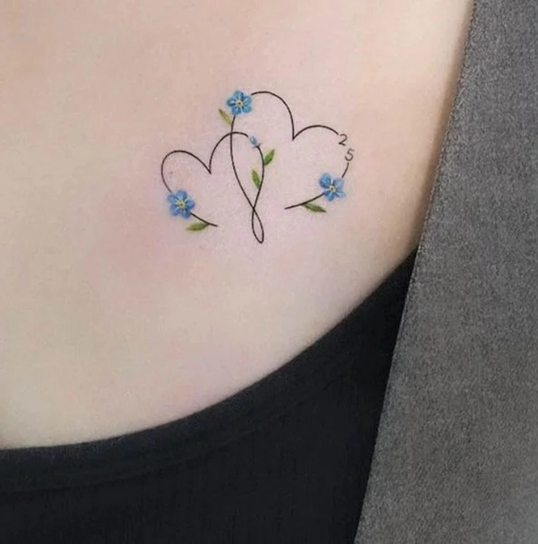 Tattoo trái tim nữ nghệ thuật watercolor