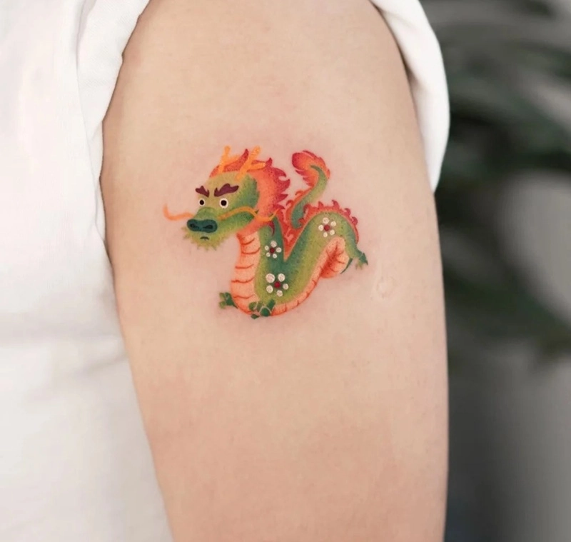 Tattoo tượng rồng mini độc lạ