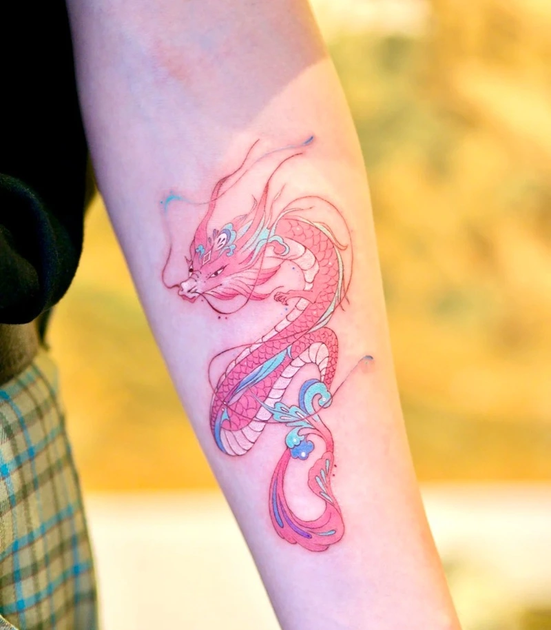 Tattoo tượng rồng mini phong thủy