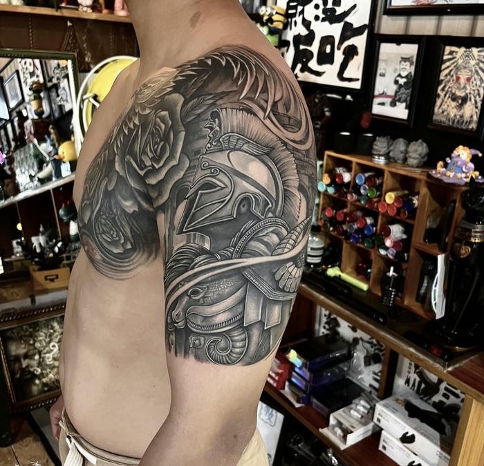 ảnh xăm chiến binh nam phong cách cổ đại