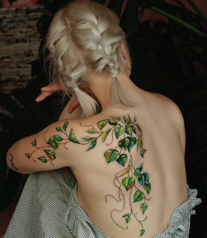 hình ảnh xăm lá cây xanh