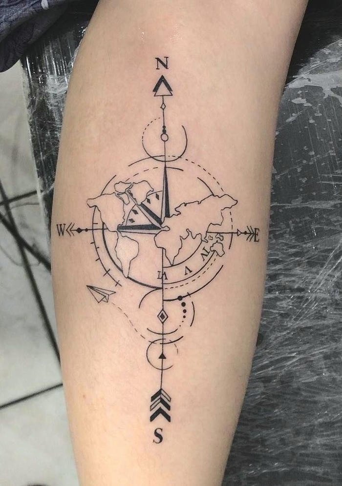 hình xăm bản đồ mini nam