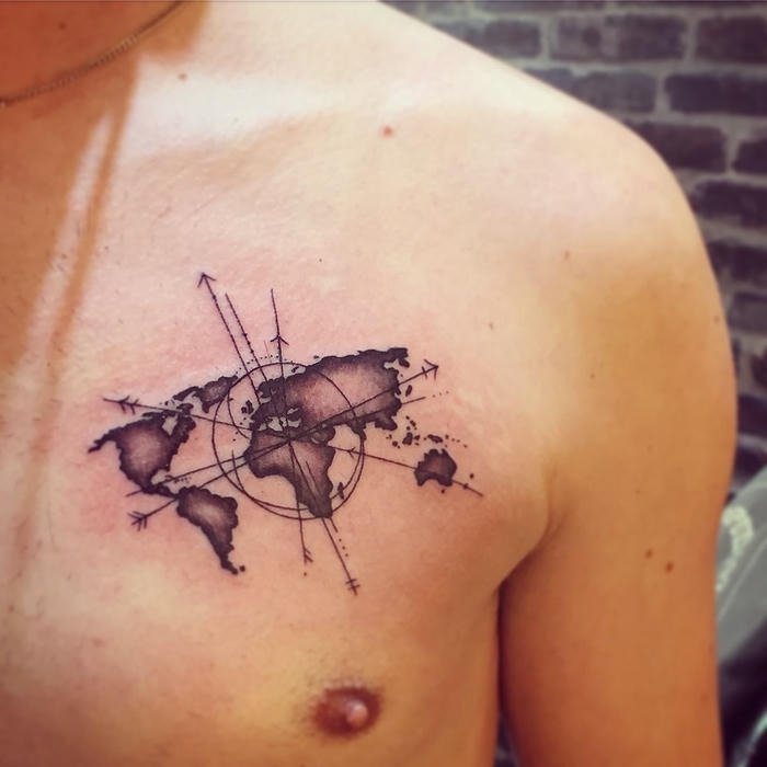 hình xăm bản đồ ngực nam