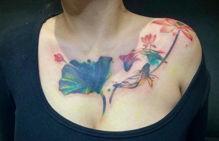 hình xăm cá chép ấn tượng