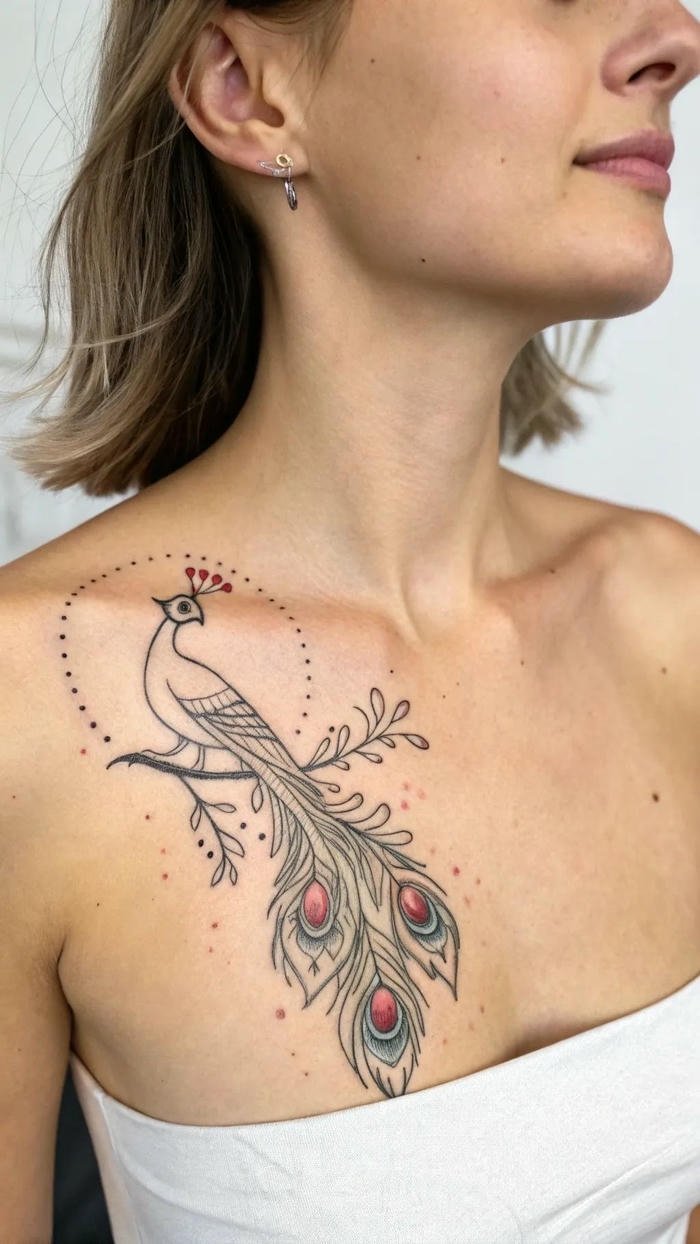 hình xăm chim công trước ngực hình xăm chim công trước ngực