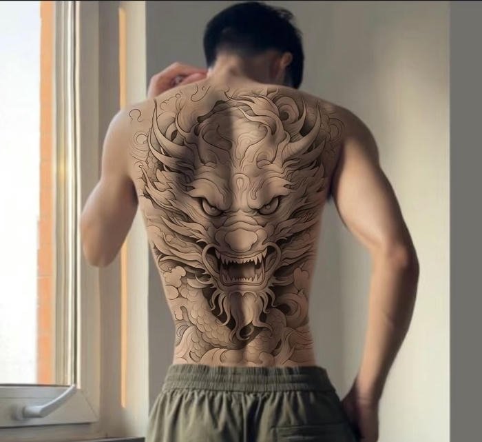 hình xăm đầu rồng mạnh mẽ và nghệ thuật